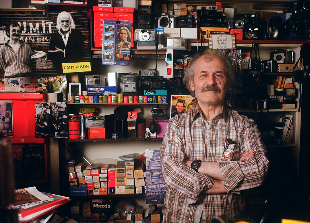 Ümit inside his East London shop